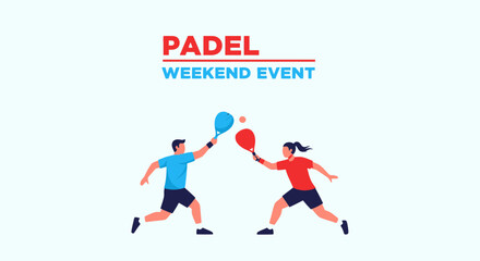 Obraz premium Dynamic Padel Match Illustration Depicting Weekend Event Competition for Sports Enthusiasts