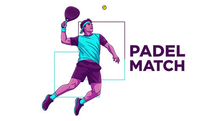 Fototapeta premium Dynamic Padel Player Hitting the Ball During a Competitive Match on White Background