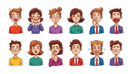 Fototapeta premium Emotional Spectrum: A collection of diverse individuals, each portrayed with unique expressions, encapsulating a wide range of human emotions.