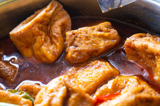 Tahu Bacem, Indonesian sweet braised tofu cooked with traditional Javanese spices and soy sauce.