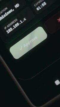 User confirms request by pressing Approve button on interface