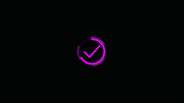 mark Animated reveal of a white checkmark icon in a green circle. Isolated on a black background.mark.animation 4k video.