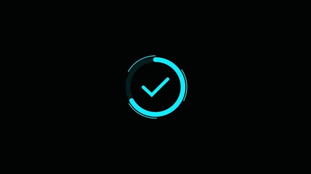 mark Animated reveal of a white checkmark icon in a green circle. Isolated on a black background.mark.animation 4k video.