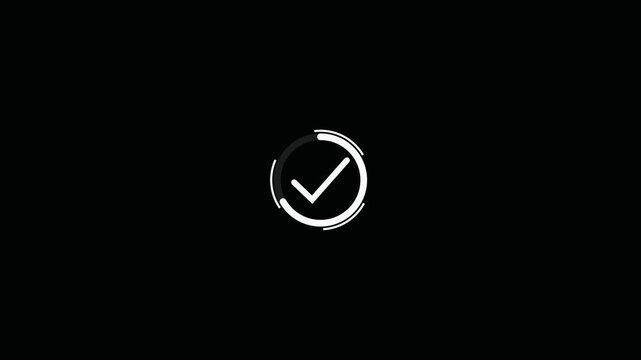 mark Animated reveal of a white checkmark icon in a green circle. Isolated on a black background.mark.animation 4k video.