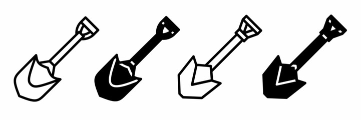 Silhouette of shovel icon illustration on white background. Shovel icon set for business. Stock vector © Ahmd