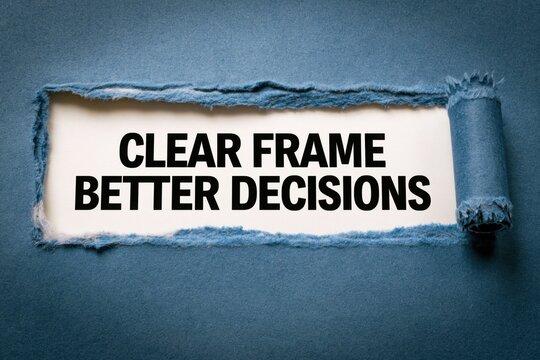 Clear Frame Better Decisions message written on white paper