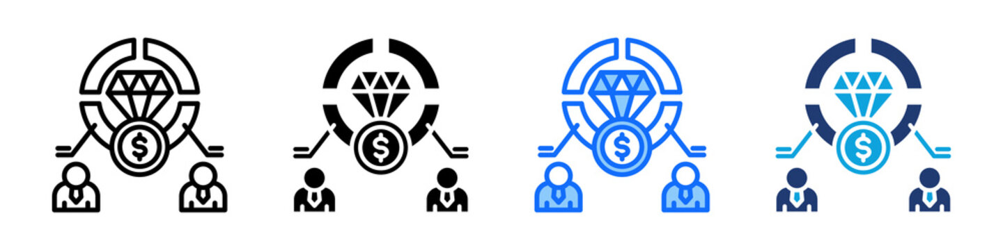Shareholder Value Icon Set Multi Style Vector Illustration