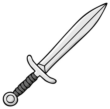 Simple ancient gladius sword illustration with a clean white background for versatile use