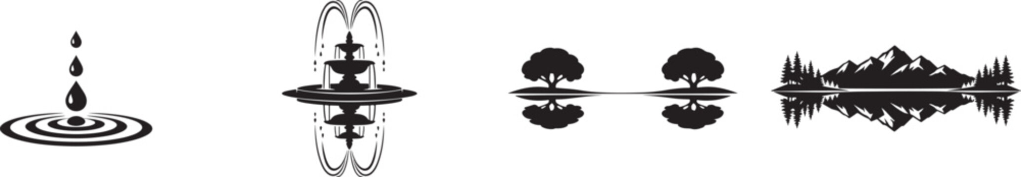 Water reflection photography with mirror lake surface and scenic nature landscape backdrop