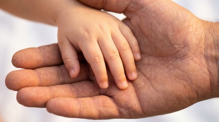 Fototapeta premium Child's Hand on Father's Palm for Fathers Day