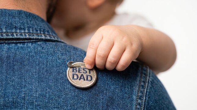 Fathers Day Celebration A Child Affectionately Places 'Best Dad' Badge
