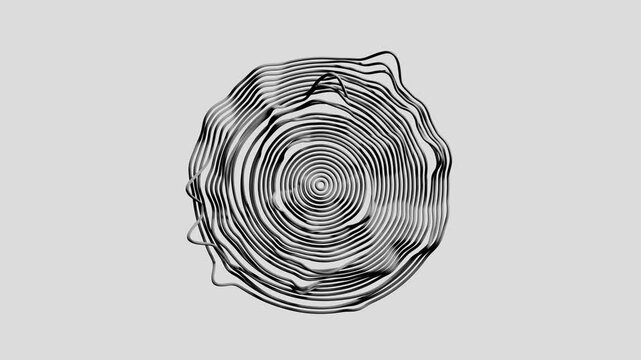Playful doodle circular scribble pattern with moving lines in a seamless loop