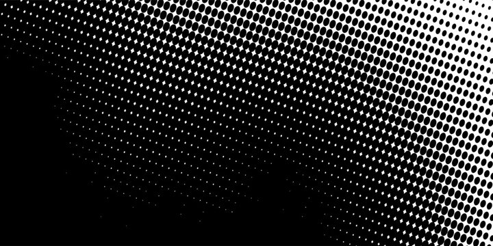 Gelombang halftone. Pola mulus. Latar belakang berbintik abstrak. Tekstur titik-titik hitam. Latar belakang gradien monokrom. Ilustrasi vektor.