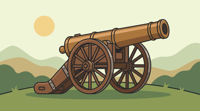 Caroline aims the old cannon on a sunny day at the historic site