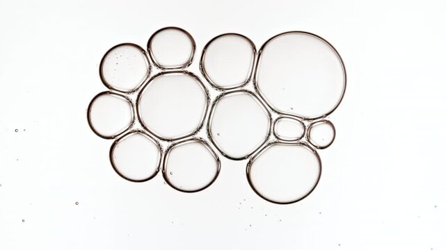 Cells Under a Microscope are Connected Into a Common Transparent Bubble Cluster With Molecule. Macro Shot of Molecule Science and Medicine. DNA. Medical Drug Manufacturing. High quality 4k footage
