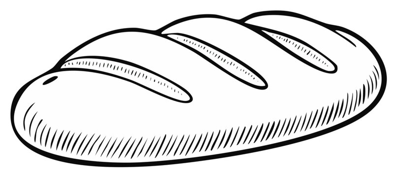 Artistic bread illustration, simple black and white bakery product drawing