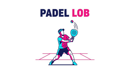 Fototapeta premium Dynamic Padel Player Performing a Lob Shot, Modern Illustration for Sports Design
