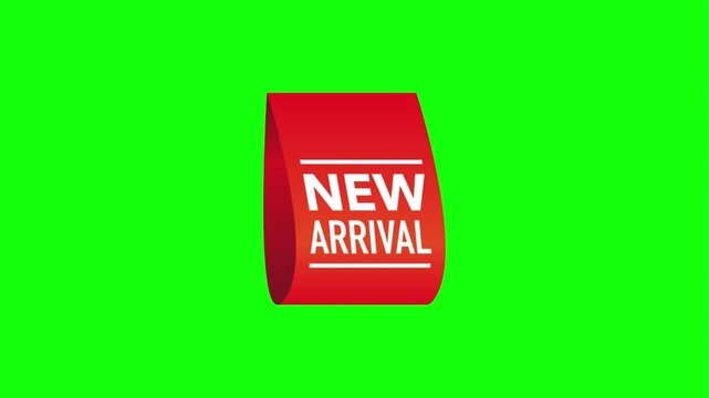 Red new arrival shopping bag icon on green background