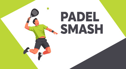 Fototapeta premium Dynamic Padel Player Performing Powerful Smash, Trendy Sporting Vector Illustration