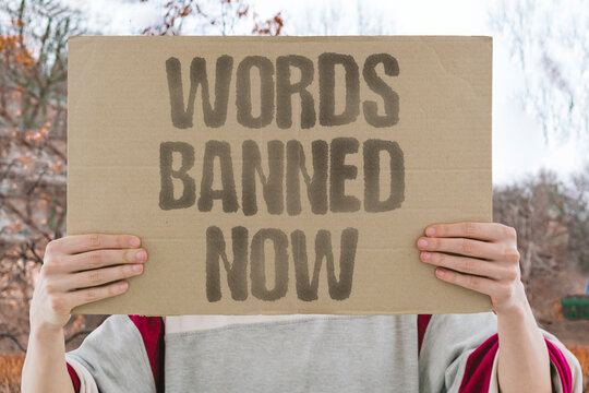 "Words Banned Now" Spoken and written expression faces increasing legal and platform restriction. SPOKEN. WRITTEN. INCREASING. LEGAL. PLATFORM.