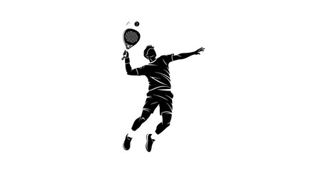 Fototapeta premium Dynamic Padel Player Silhouette in Action, Preparing to Serve the Ball with Power