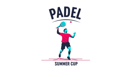 Fototapeta premium Dynamic Padel Player, Stunning Graphic for Summer Tournament Celebration