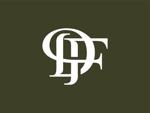 Minimalist and elegant DF letter monogram logo featuring artistic serif typography in a luxury style.