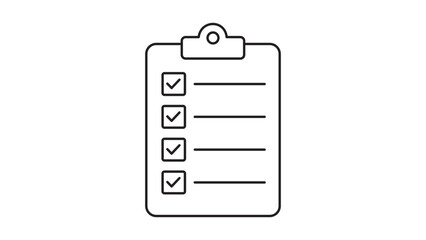 Minimalist vector icon illustration of a clipboard checklist with checkmarks and editable stroke, perfect for business inventory management, task organization, and quality control reports. © Mali