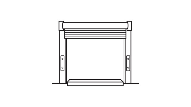 Industrial receiving dock door vector icon featuring a warehouse loading bay with a roller shutter and protective bumpers, perfect for logistics and supply chain illustrations with editable stroke.