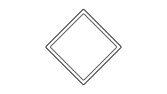 Minimalist vector icon illustration of a blank diamond hazmat label with a double border and editable stroke, ideal for safety signage, chemical warnings, and industrial hazard identification.
