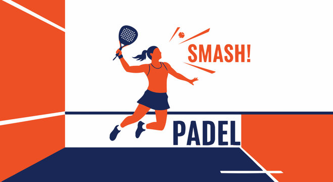 Dynamic Padle Athlete Executes a Powerful Smash Under Bright Sport Arena Lighting
