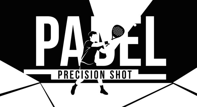 Dynamic Padle Athlete Executes a Precision Shot in Striking Black and White Design