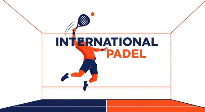 Dynamic Padle Athlete In Action With The Text International Padle On A White Background