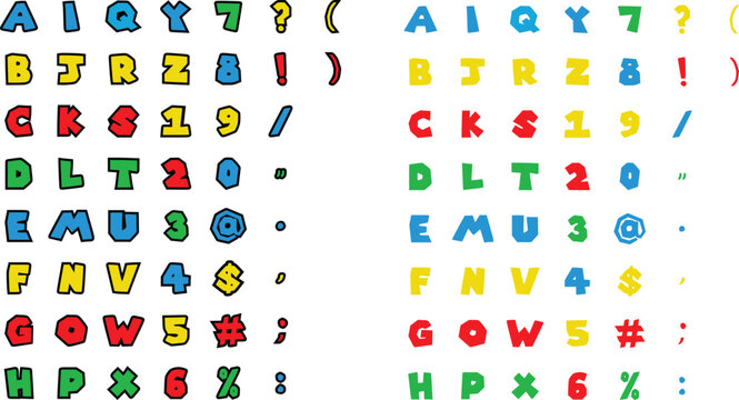 Colorful Bold Comic Alphabet SVG Bundle Letters Numbers Two Styles