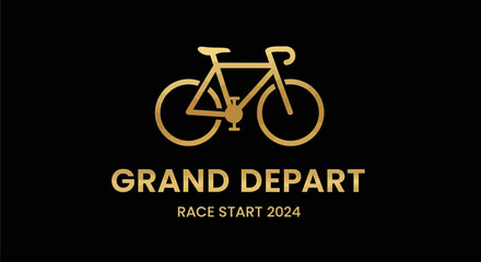 Fototapeta premium Elegant Bicycle Symbol Highlighting The Grand Depart Race Start For The Year 2024