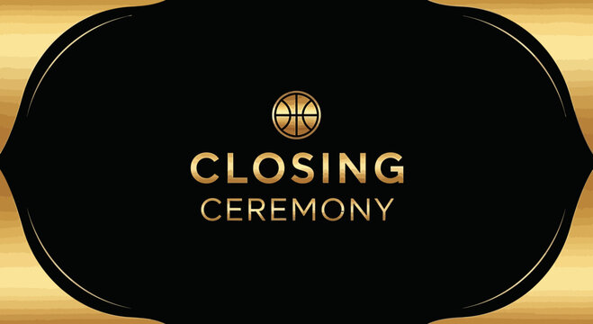Elegant Black and Gold Design for a Basketball Closing Ceremony Invitation
