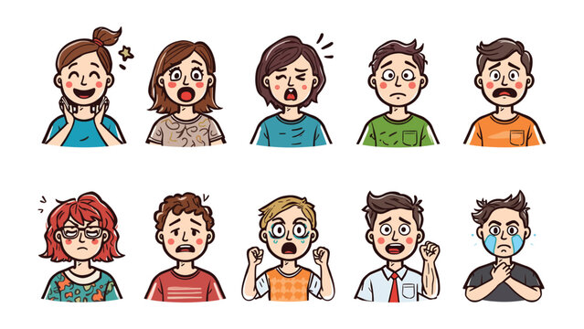 A Spectrum of Emotions: An illustrated set of diverse individuals express a range of feelings, showcasing the breadth of the human experience. 