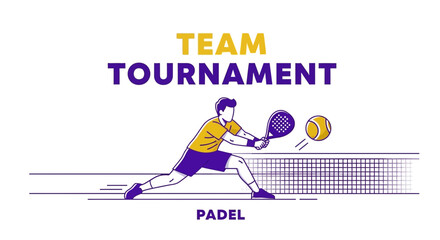 Fototapeta premium Dynamic Padel Tournament Illustration: A Visual Depiction of Team Sport Competition