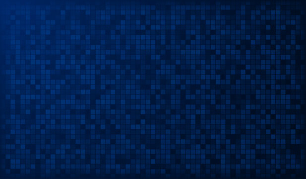 Abstract tech background with large blue square pixels. Vector 3D illustration.