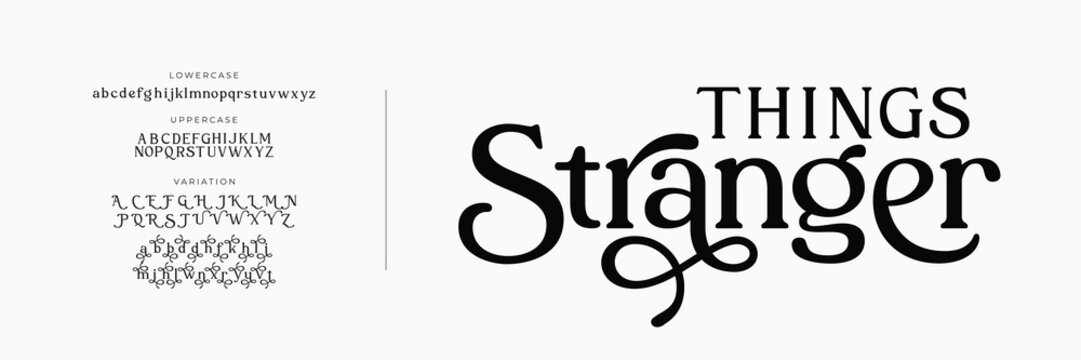 Elegant ligature alphabet letters font logo. Typography luxury classic lettering serif fonts decorative wedding vintage retro logos, design for fashion, beauty shop and brand . vector illustration