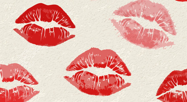 A vibrant vector illustration of colorful lips patterns on a light surface.
