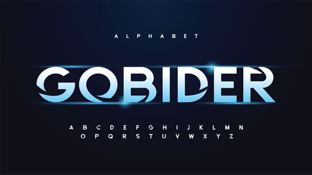 Vector modern technology alphabet, creative characters set