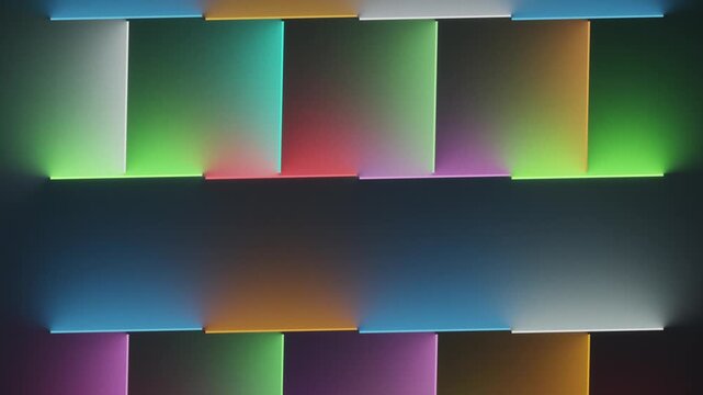 Geometric wall strip with changing rgb glow looping background