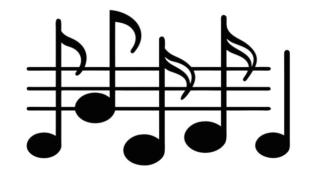 Music note symbols vector illustration set with whole, half, and quarter notes