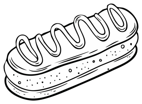 Delicious eclair dessert line art sketch doodle food illustration