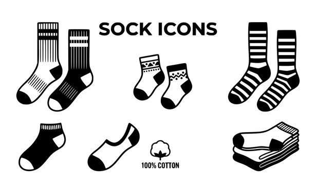 Sock icons collection vector graphics for apparel and textile design