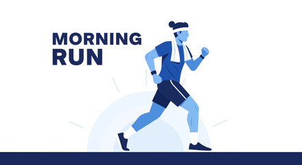 Fototapeta premium Energetic Athlete Starting the Day Practicing Cardio With a Fresh Running Schedule