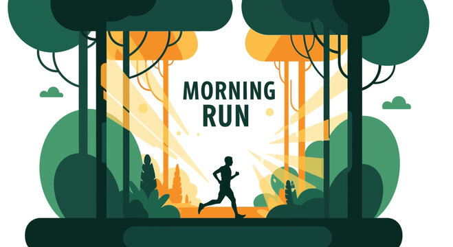 Energetic Runner Silhouetted Amidst Nature's Morning Embrace And Vitality Symbolism