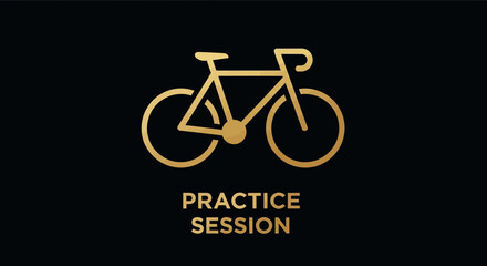 Fototapeta premium Gold Bicycle Practice Session On Dark Background Suitable For Training And Events