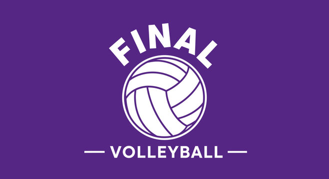 Final Volleyball Match Logo Design On A Purple Background Ready For Team Championship